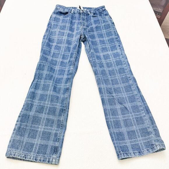 Ragged Plaid Patterned Denim Jeans RJSS21010010DN SIZE 28 - Picture 2 of 11